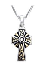 Jewelry Trends Sterling Silver Celtic Trinity Cross Pendant with Gold-Plated Acc - £57.53 GBP