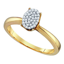 Yellow-tone Sterling Silver Diamond Oval Cluster Bridal Wedding Engagement Ring - £64.95 GBP