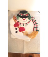 Ceramic Fitz &amp; Floyd Essentials Plaid Christmas Snowman Cookie/Wall Plate - £10.34 GBP