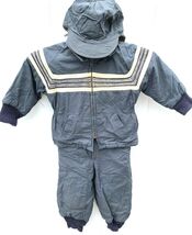 VTG 1950s Gardner Boys 2T Nylon Snowsuit 3PC Striped Coat Pants Hat Chri... - $64.95