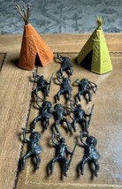 Indian Figures Teepees Lot Of 10 With 2 Teepees Multiple Poses Weapons - $0.98