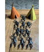 Indian Figures Teepees Lot Of 10 With 2 Teepees Multiple Poses Weapons - £0.77 GBP