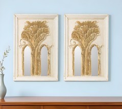 Set of Two 30" White and Gold Wood Framed Accent Mirrors - €318,02 EUR