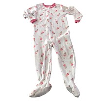 Carters Girls Size 4T 1 Piece Footed Bodysuit Pajamas White Pink ballerina Full - $8.90