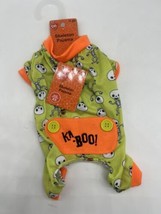 Skeleton pajama￼ Boo Halloween Dog Cat￼￼ Pet Central X-Small Lime Trick Treat XS - £4.67 GBP