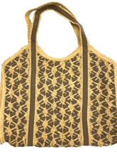 Vintage Magid Tote Bag Straw &amp; Ribbon Woven Double Handle Zipper Top Bro... - €18,30 EUR