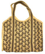 Vintage Magid Tote Bag Straw &amp; Ribbon Woven Double Handle Zipper Top Bro... - $29.57 CAD