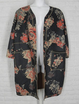 PHILOSOPHY Kimono Duster Garden Floral Faux Leather Suede Black Red NWT ... - $22.50