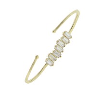 open adjusted size white rainbow baguette cz bangle for women gilr fashion jewel - £11.00 GBP