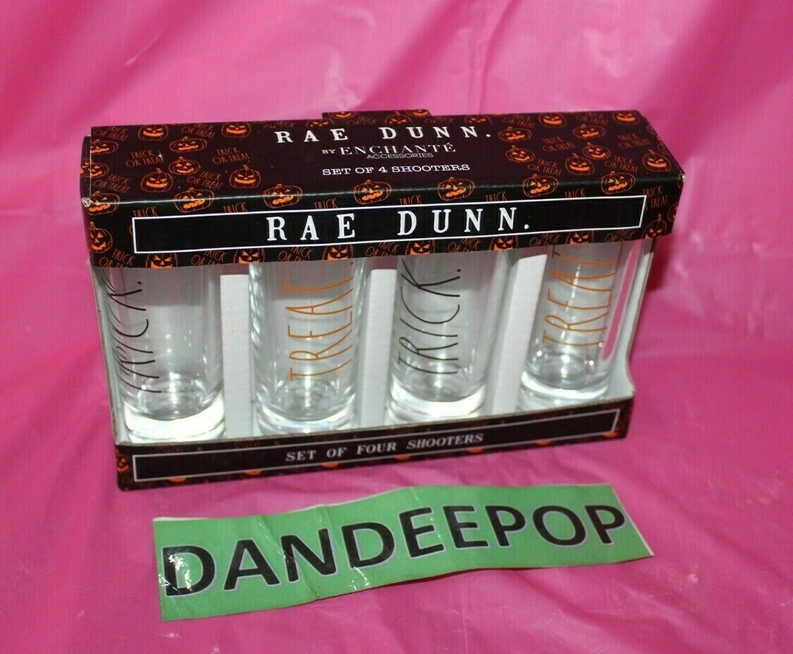 Rae Dunn 4 Piece Halloween Theme Shooters Tall Shot Glass Bar Party Drinkware  - $24.74