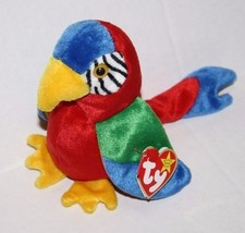 Ty Beanie Babies Jabber Parrot 6&quot; Soft Toy Beanbag Plush Stuffed Bird 19... - $10.77