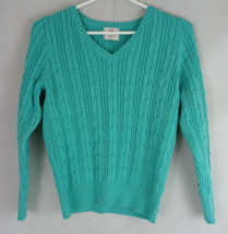 St. John&#39;s Bay Women&#39;s Solid Green Cable Knit Sweater Size Small - £9.95 GBP