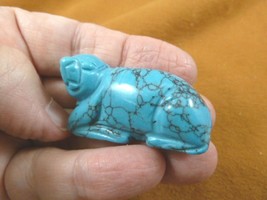 (Y-SEAL-565) blue Howlite SEAL gemstone carving FIGURINE gem seals sea lion - $14.01