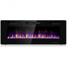 50 Inch Recessed Ultra Thin Electric Fireplace with Timer - Color: Black - Size - £301.52 GBP
