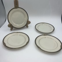 Fitz &amp; Floyd HATTERAS 6 5/8 Bread Plates Black Band Gold Bow Set Of 4 - $24.75