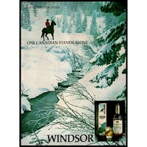 1982 Windsor Canadian Whisky Vintage Print Ad Winter Snow Covered Trees Wall Art - $10.97