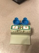 HTF Vintage Fisher Price Little People Sesame Street Dinner Counter Chairs food - £11.83 GBP
