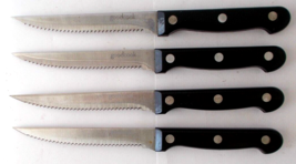 4 Steak Knives high Carbon Steel Blades Full Tang Triple Rivet Handles GOOD COOK - £15.93 GBP