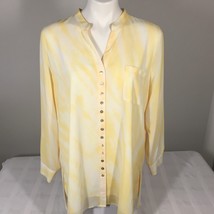 Soft Surroundings Petite XL Tunic Top Yellow Button Up Long Sleeve - $14.00