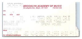 Lou Reed John Cale Concert Ticket Stub November 29 1989 Brooklyn New York - £27.24 GBP