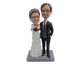 Custom Bobblehead Couple In Classic Wedding Attire Ready For A Photo Shoot Sessi - £119.72 GBP