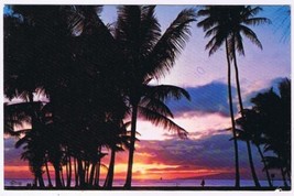 Postcard Sunset In Hawaii Waikiki Beach - £3.81 GBP