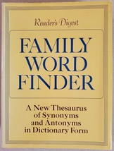 Family Word Finder : A New Thesaurus of Synonyms and Antonyms In Dictionary Form - £3.81 GBP