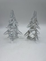 Lead Crystal Christmas Trees 25% Lead Crystal Made In Japan 8” Set Of 2 - £48.10 GBP