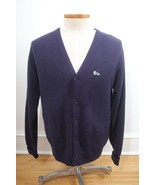 Vtg The Turtle Sweater M Blue Acrylic V-Neck Grandpa Grunge Cuffed Cardigan - £13.50 GBP