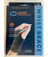 NEW Copper Compression Copper Infused LARGE/X-LARGE Left Hand Wrist Brace - £14.60 GBP