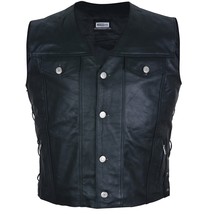 Black leather vest for men motorcycle genuine leather biker vest mens 1 thumb200