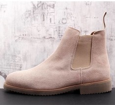 Spring Fall  Men Brown Chelsea Boots Fashion Round Toe Slip On Casual Botas Tren - £75.42 GBP