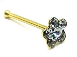 Flower Nose Stud Gold 9Ct 5 CZ Cluster 5mm 22g (0.6mm) 9k 6mm Post Ball End Stud - £19.48 GBP