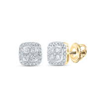 14kt Yellow Gold Womens Round Diamond Square Earrings 1/2 Cttw - £555.93 GBP