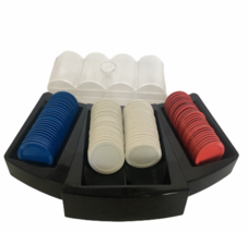Poker Chips with Storage Container and Table Tray for Play Red Blue White 99 - £7.96 GBP