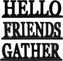 Rustic Wood letter Hello Gather Friend sign for Home Decorative Wooden Cutout - £12.64 GBP+