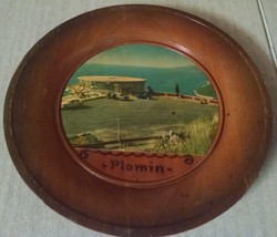 Croatia Yugoslavia Souvenir Motel Plomin Istria Hotel Flanona Wooden Plate - $4.94