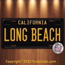 Long Beach BLACK VINTAGE California Vanity Aluminum License Plate Tag NEW! - £15.80 GBP