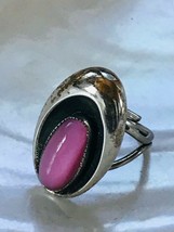 Estate Wide Signed Oval Silver Dish with Pink Stone Adjustable Ring Currently - £18.56 GBP