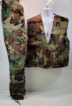 CB) Men Green Camo Camouflage Cotton Vest &amp; Pants Green Large Hunting Pa... - $364.44 MXN