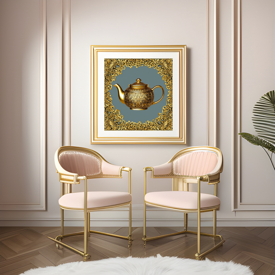 Luxury Golden Teapot Printable Wall Art - $3.99
