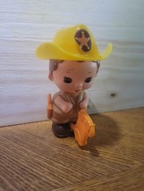 Vintage 1979 Tomy 4 inch Wind Up Hoping Boy Riding Toy Horse - $11.84