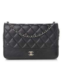 Chanel Aged Calfskin Quilted Gabrielle Wallet On Chain WOC Black - £2,378.08 GBP