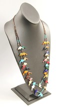 Vintage Zuni Native American Double Strand Fetish Necklace With Dolphins #1 - £180.41 GBP
