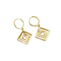 Anyco Earrings Gold Plated Bohemian Luxury Geometric Car Flower Pendant Drop  - £22.62 GBP