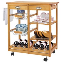 Kitchen Storage Island Cart Dining Trolley Basket Stand Counter Top Tabl... - £75.50 GBP