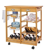 Kitchen Storage Island Cart Dining Trolley Basket Stand Counter Top Tabl... - £76.65 GBP