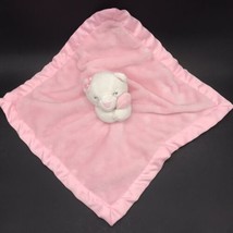 Carter&#39;s Lovey Bear Security Blanket Soother Pink White Satin Trim Bow - £11.79 GBP