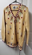 Storybook Knits Women&#39;s Cardigan Sweater SPIRIT OF WOLF Size: Medium Embellished - $34.64