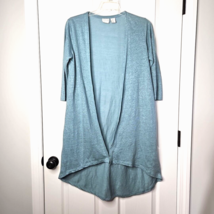 Rachel Zoe 100% Linen Duster Open Cardigan Size S Aqua Blue Jacket 3/4 S... - $37.83